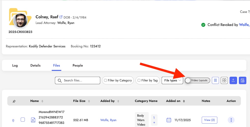 Video Layout button to launch sync